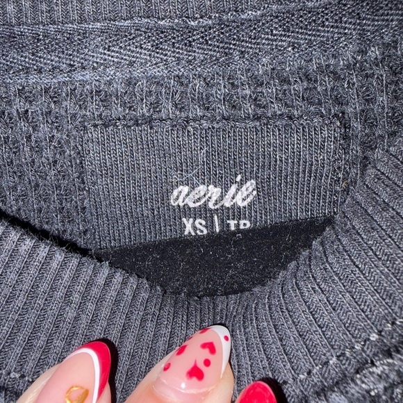 Aerie Black Waffle Knit Sweater - Picture 5 of 5